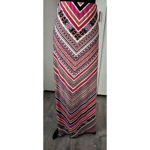 Biege ECI AZTEC Print Long‎ Elastic Waist XL Skirt  Maxi Boho Tribal eclectic